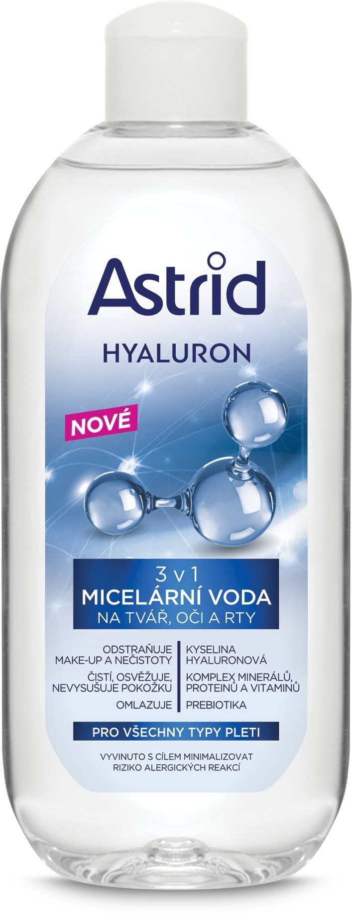 Micelární voda ASTRID Hyaluron Micelární voda 3v1 na tvář, oči a rty 400 ml