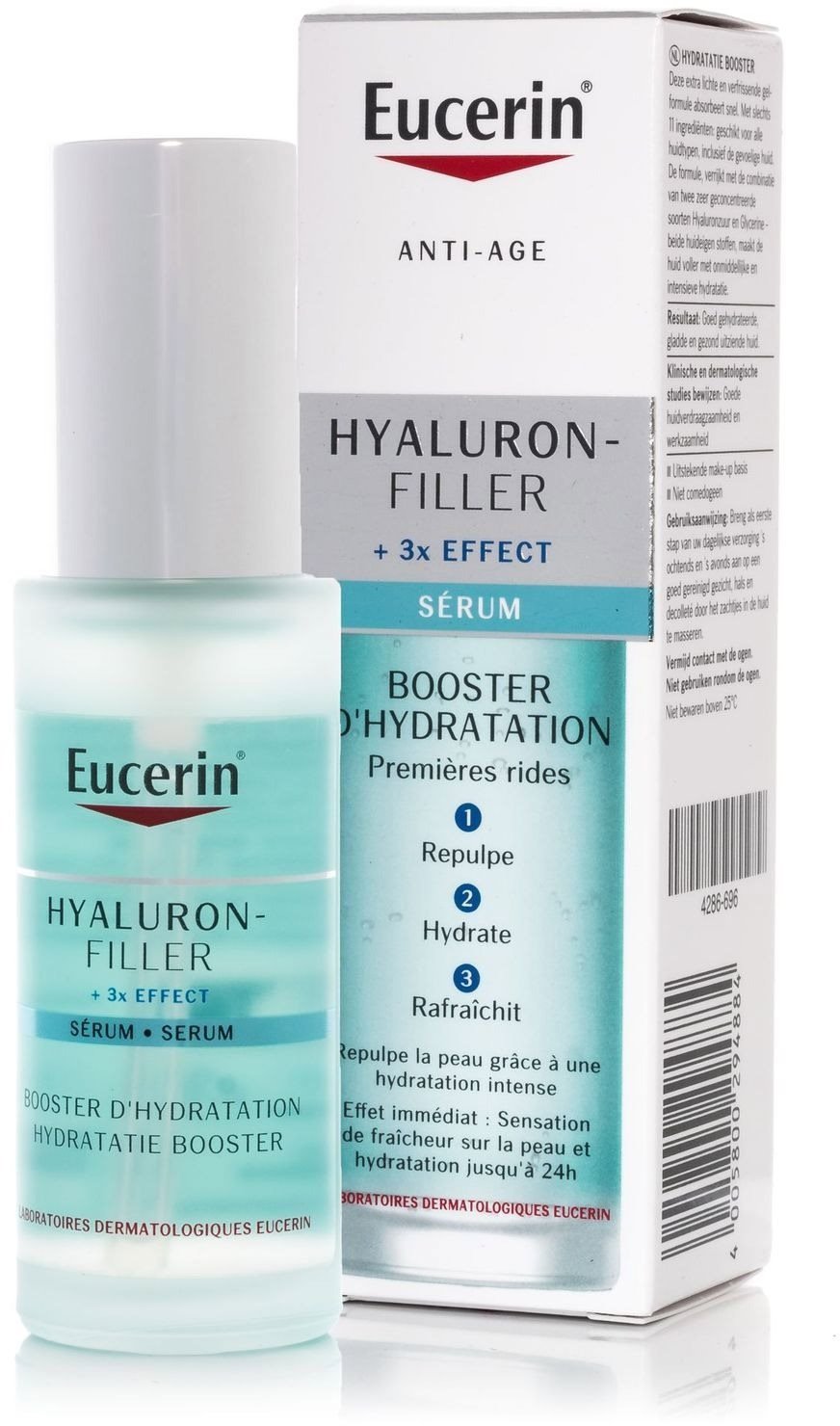 Pleťové sérum EUCERIN Hyaluron-Filler +3x Effect Sérum Booster d'Hydratation Premieres Rides Anti-Âge avec pompe 30 ml