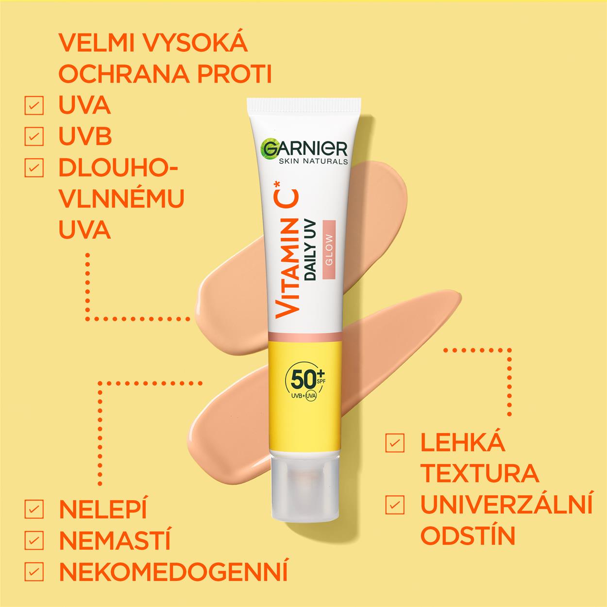 Pleťový fluid GARNIER Skin Naturals Vitamin C UV fluid SPF 50+ glow