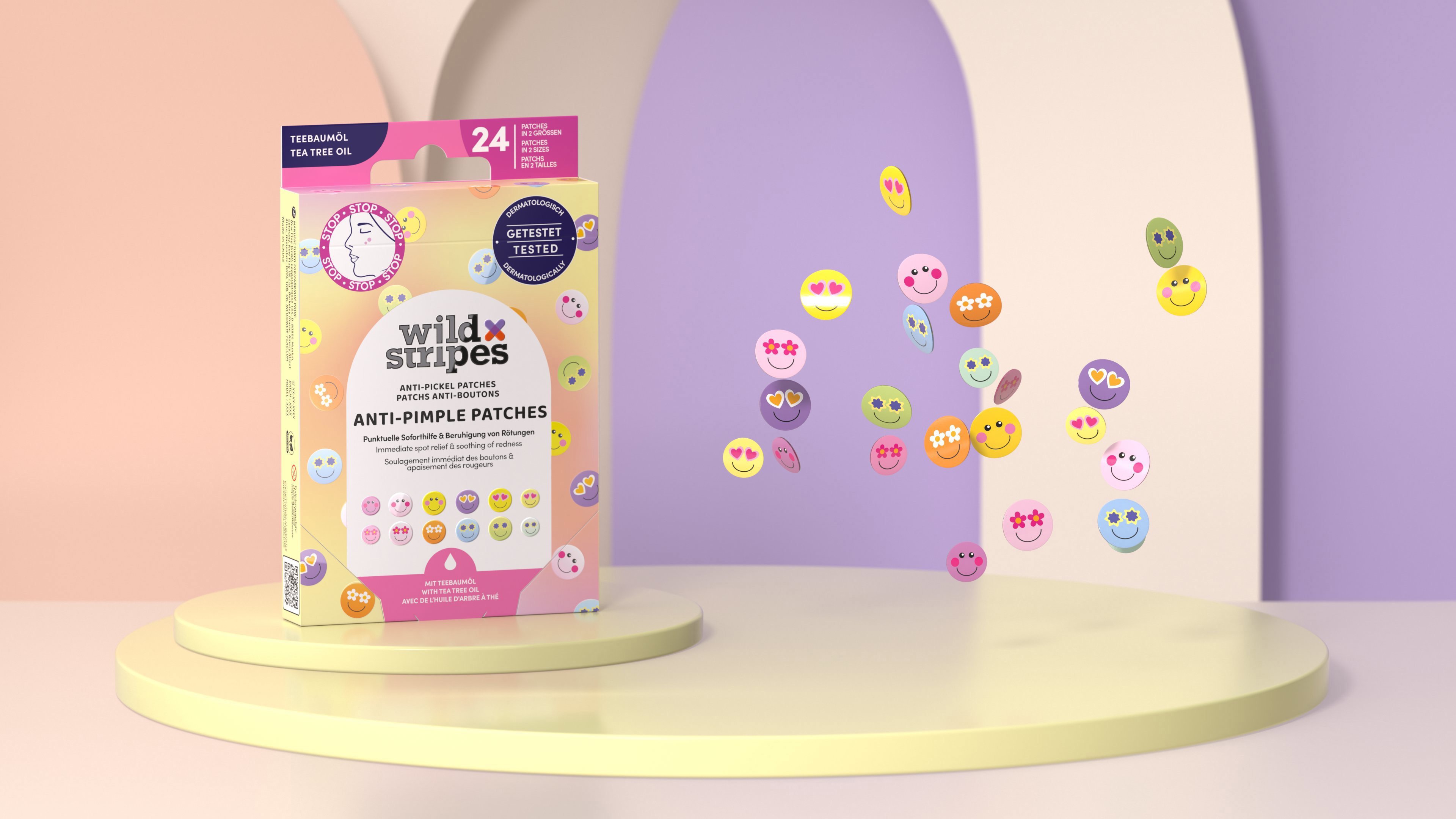 WILD Stripes Anti-Pimple Patches Smile Prevent 24 pcs