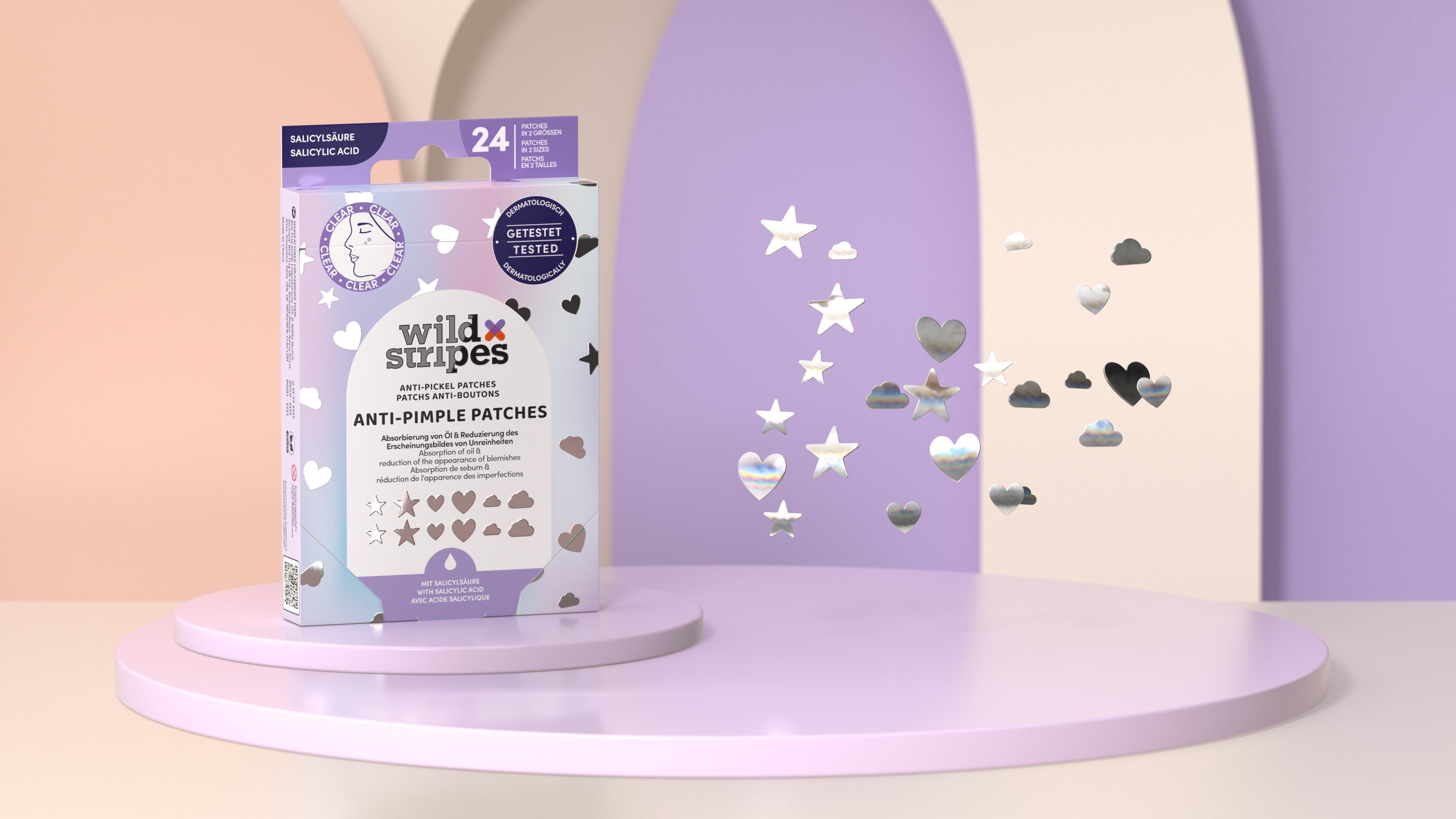 WILD Stripes Anti-Pimple Patches Holo Clear 24 pcs