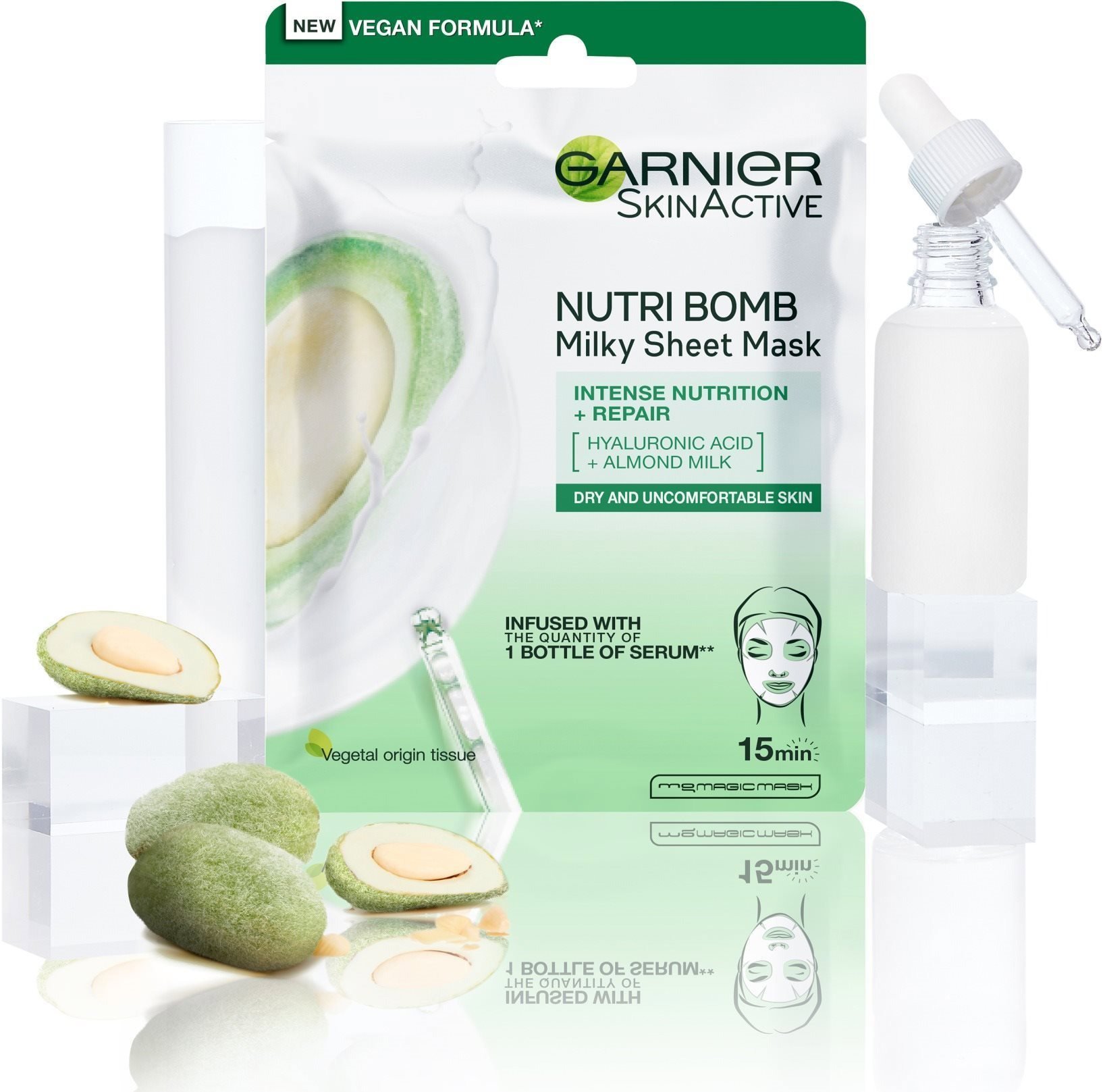 Pleťová maska GARNIER Skin Naturals Nutri Bomb Milky Sheet Mask Almond Milk 32 g