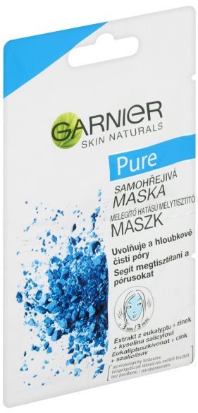 Pleťová maska GARNIER Pure Samohřejivá Maska 2 × 6 ml