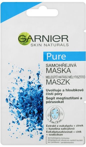Pleťová maska GARNIER Pure Samohřejivá Maska 2 × 6 ml