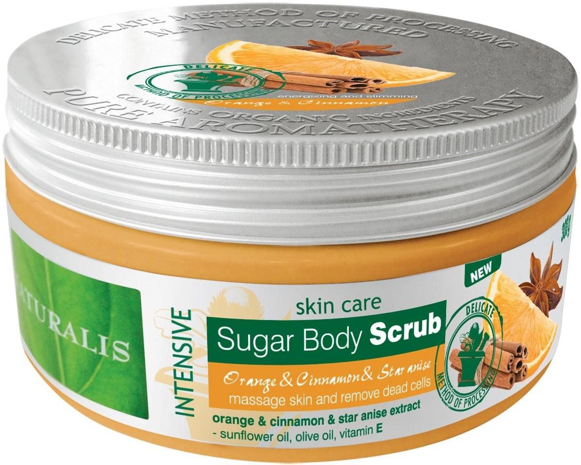 Peeling NATURALIS Orange & Cinnamon & Star Anise je ideální pro řešení problémů s celulitidou, striemi, alergiemi a efektivně působí i proti stárnutí pleti