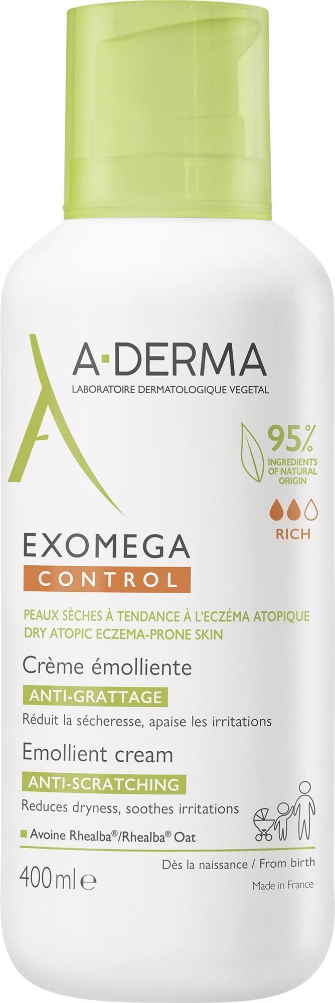 A-DERMA Exomega Control Emolienční krém pro suchou kůži se sklonem k atopii 400 ml