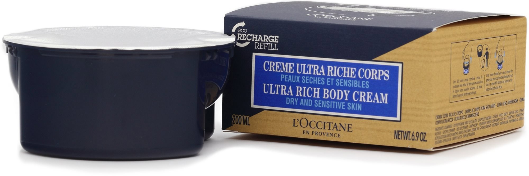 Tělový krém L'OCCITANE Shea Butter Ultra Rich Body Cream Refill je vhodný na citlivou a suchou pokožku