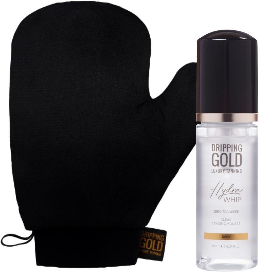 DRIPPING GOLD Hydra Whip Clear Tanning Mouse Dark Set s rukavicí 150 ml