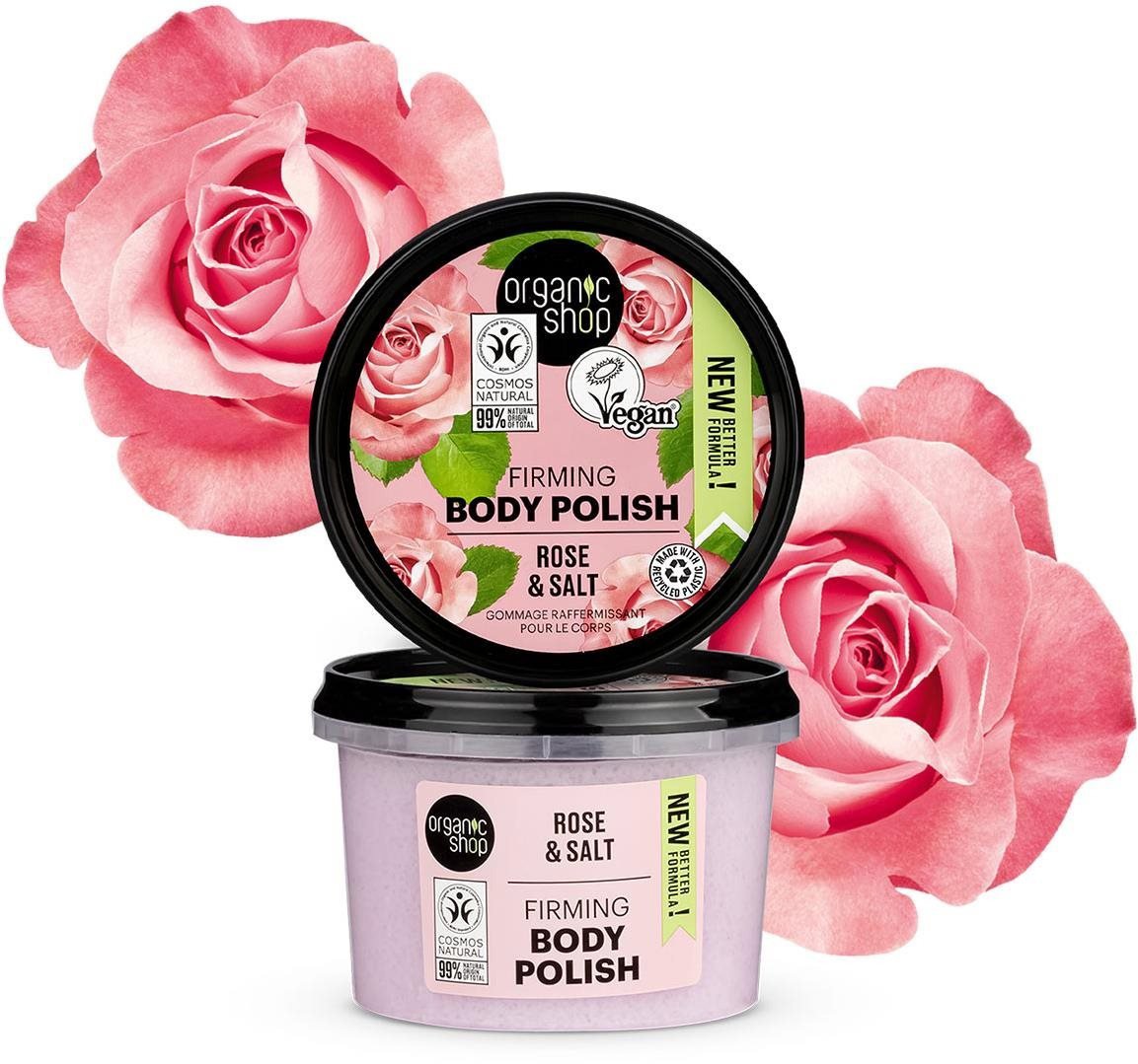 Tělový peeling ORGANIC SHOP Růže a sůl 250 ml