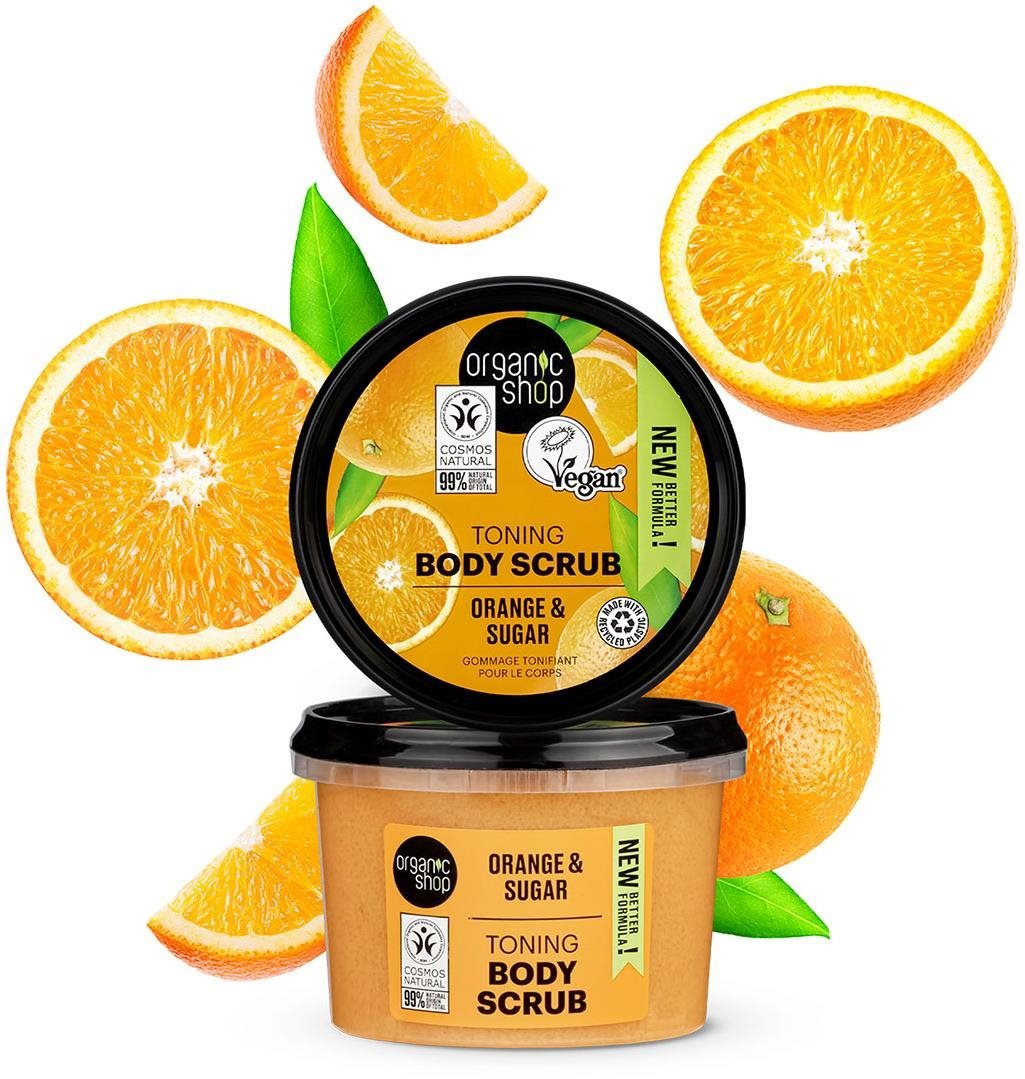 Telový peeling ORGANIC SHOP Pomaranč a cukor 250 ml