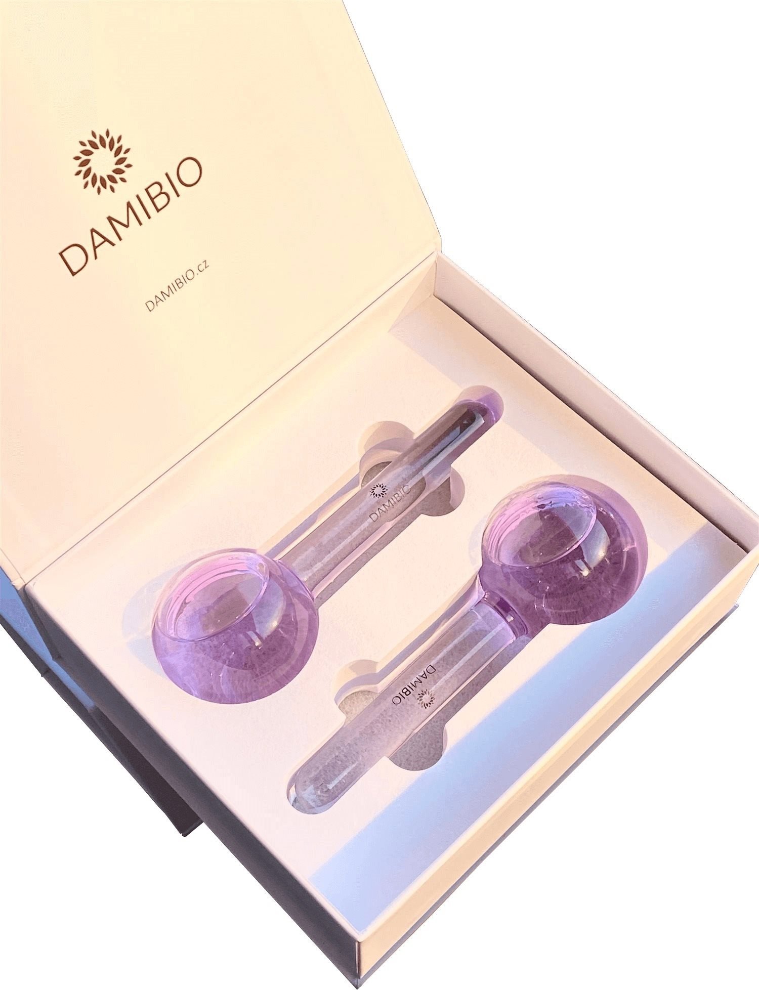 Face Roller DAMIBIO Ice Globes Levandulová květinová voda v dárkové krabičce