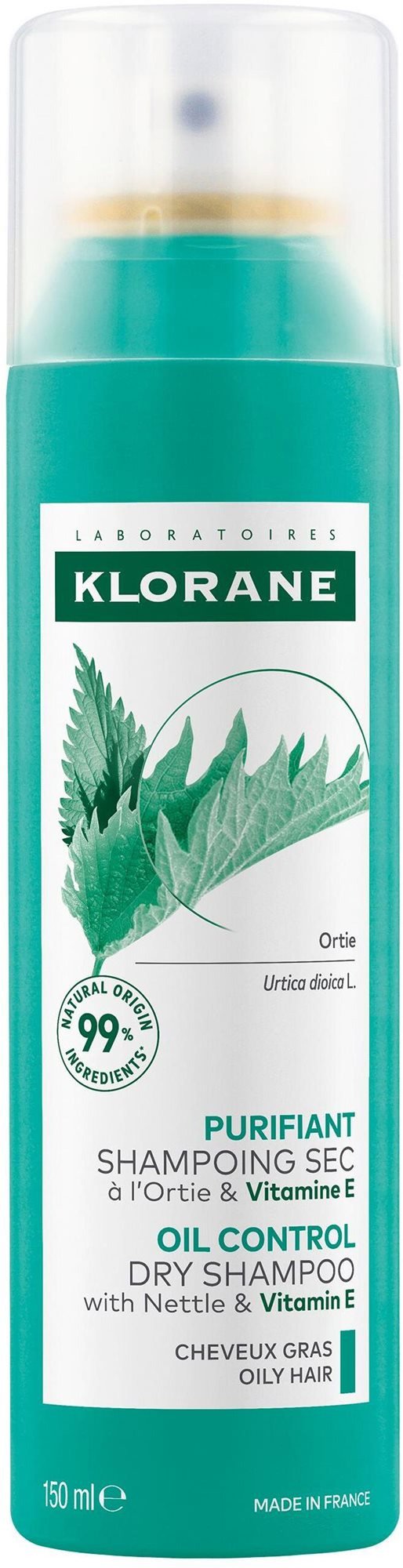 Suchý šampon KLORANE Šampon s kopřivou a vitamínem E 150 ml