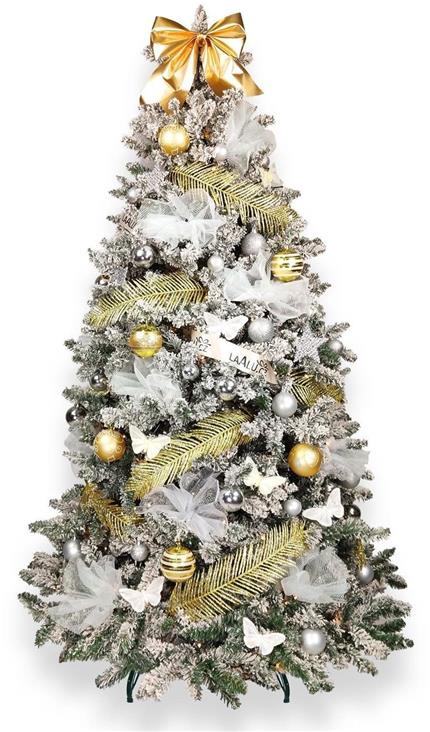 Vánoční stromek Ozdobený stromeček ZÁŘIVÁ ELEGANCE 180 cm s 100 ks ozdob a dekorací