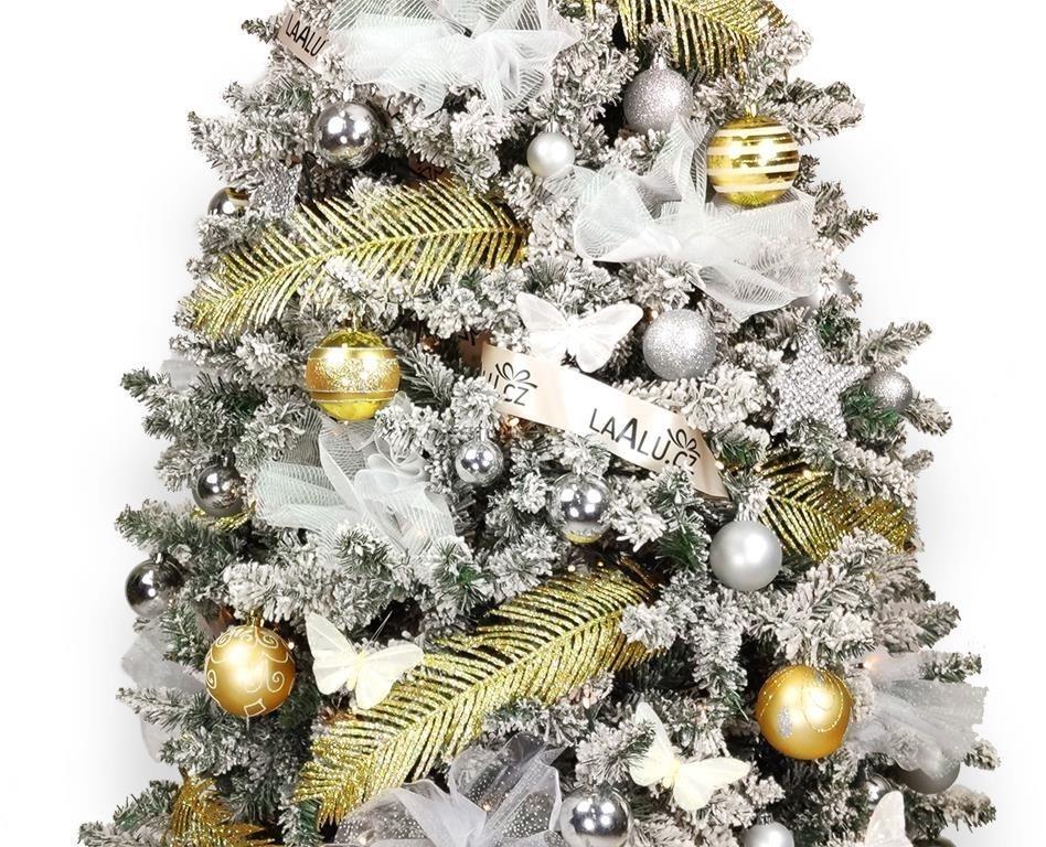 Vánoční stromek Ozdobený stromeček ZÁŘIVÁ ELEGANCE 180 cm s 100 ks ozdob a dekorací