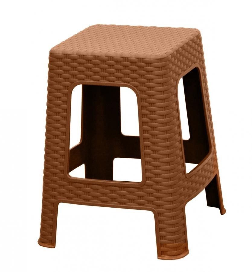 Zahradní stolička MEGA PLAST Taburet II zahradní polyratan, okrový 45 x 35,5 x 35,5cm