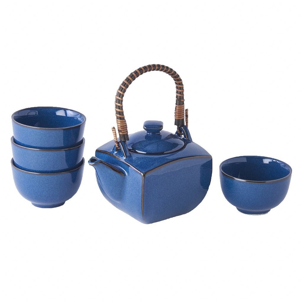 Tea set Made in Japan Tea set Blue Pot MIJ 5 pcs