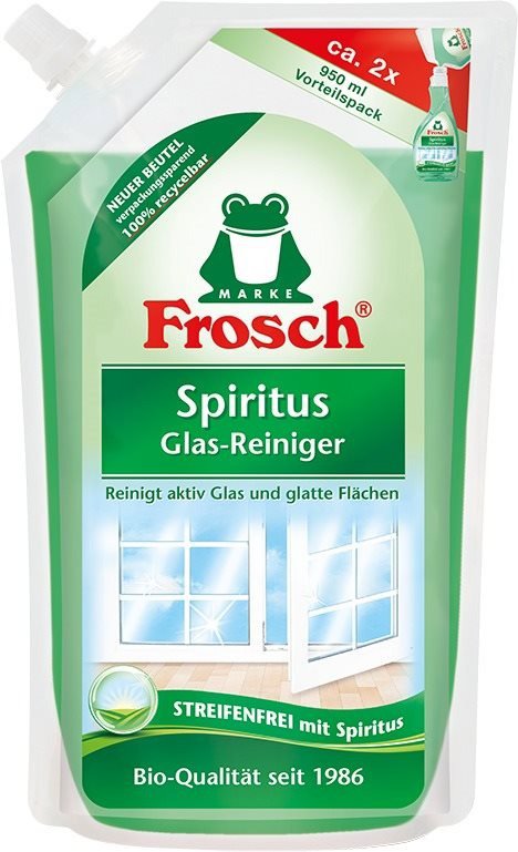 Čistič oken FROSCH Eko Bio Spiritus čistič skel – náhradní náplň 950 ml