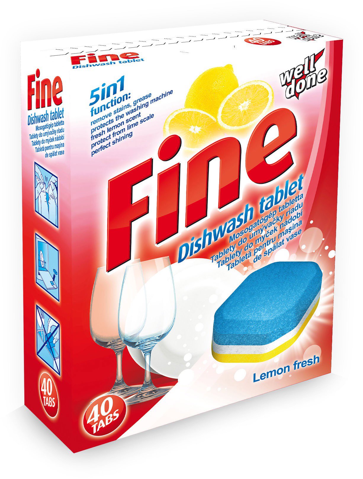 Dishwasher tablets Well Done Fine 5 in 1, 40 pcs