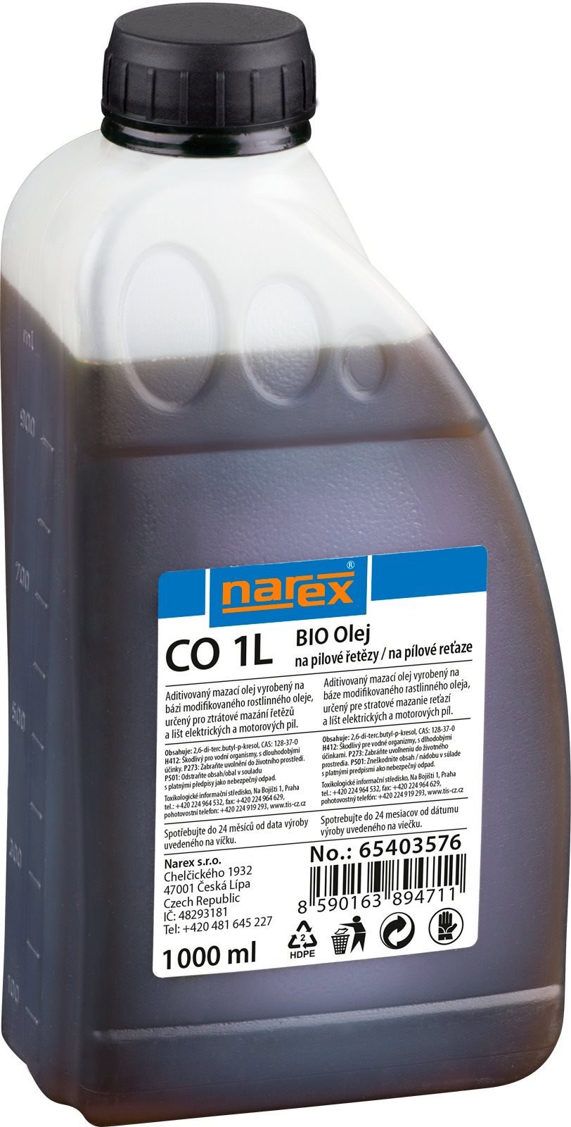 Olej na řetěz NAREX Olej pro řetězovou pilu CO 1l