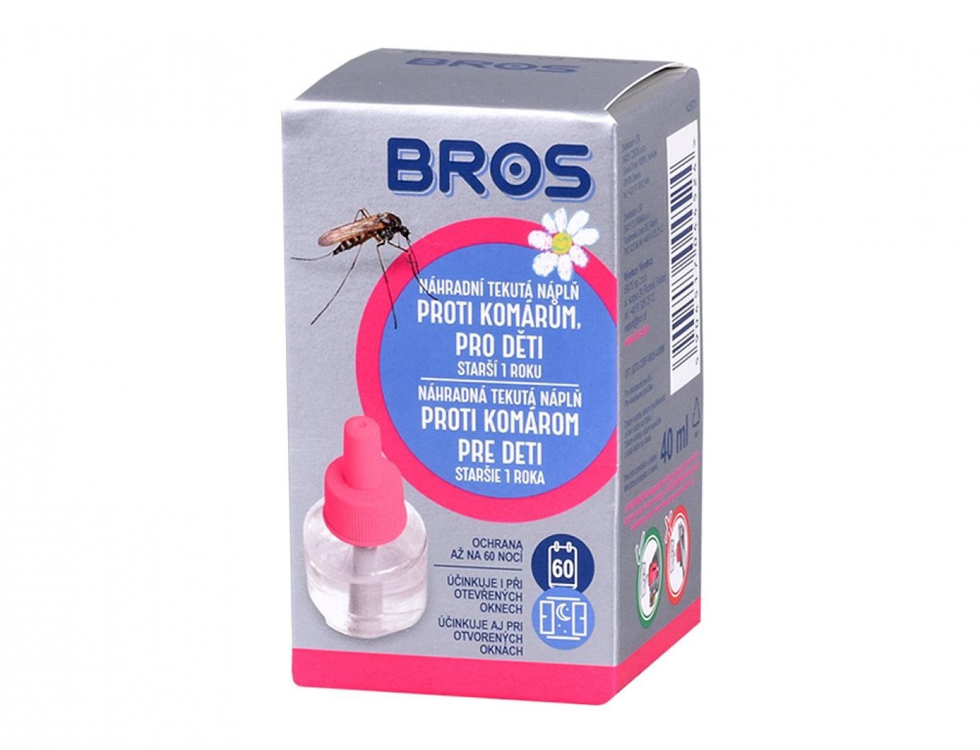 Náhradní náplň BROS do odpařovače proti komárům pro děti 60 nocí 40 ml