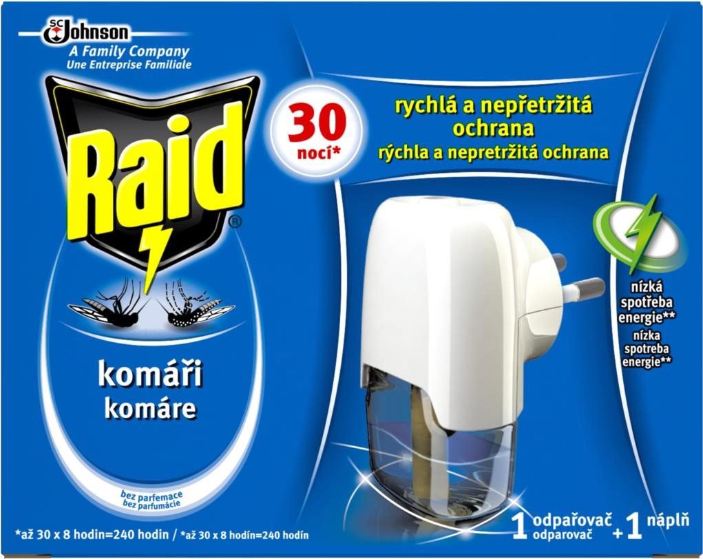 Odpuzovač hmyzu RAID Elektrický odpařovač s tekutou náplní 21 ml