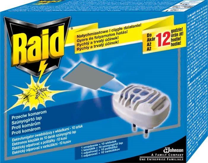 RAID elektrický odpařovač suchý polštářek 1+10 ks