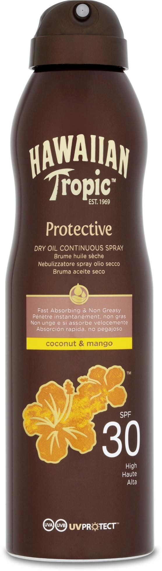 Opalovací olej HAWAIIAN TROPIC Protective Dry Oil Continuous Spray SPF30 180 ml