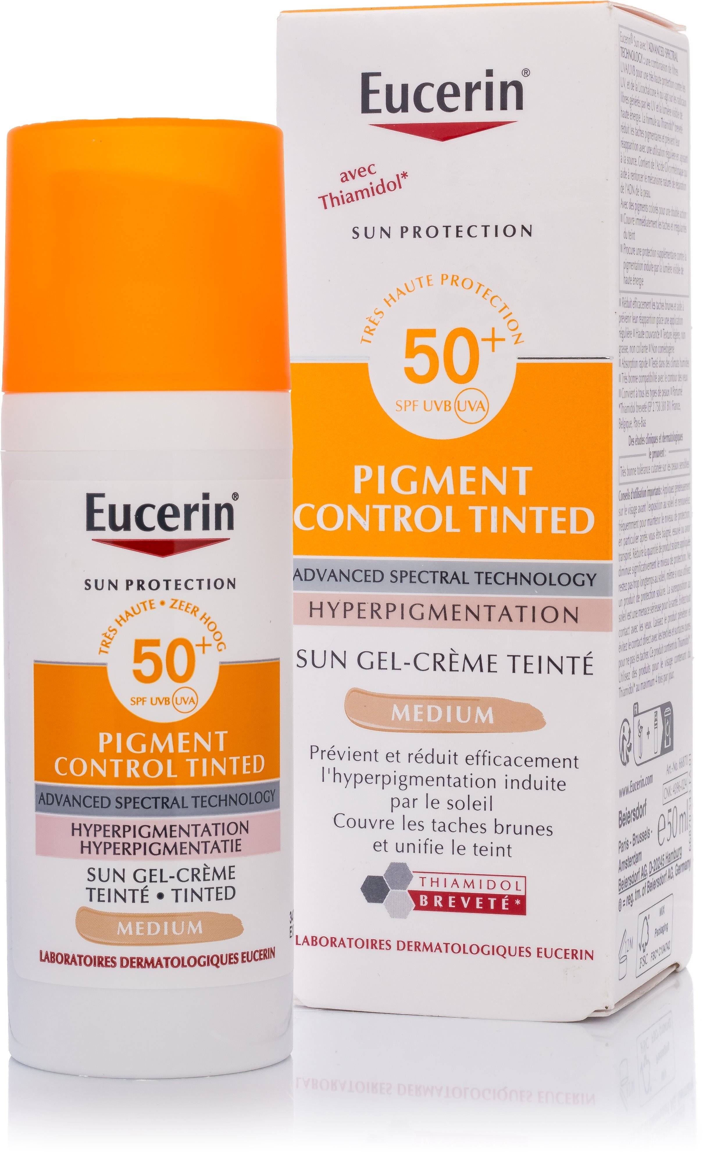 Opalovací krém EUCERIN Sun Protection Pigment Control Tinted Medium Gel-Cream SPF50+ 50 ml