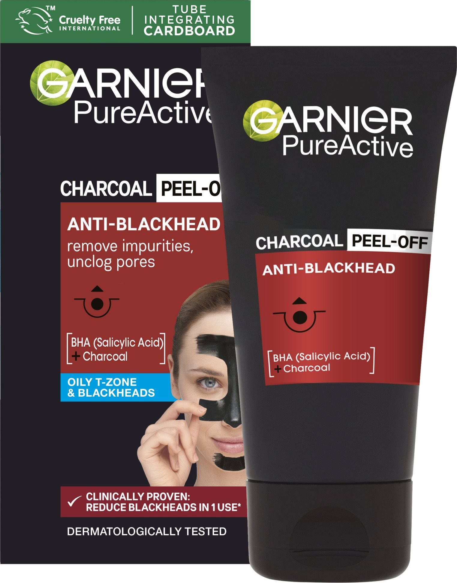 Pleťová maska GARNIER PureActive Charcoal Peel-Off Anti-Blackhead Mask 50 ml