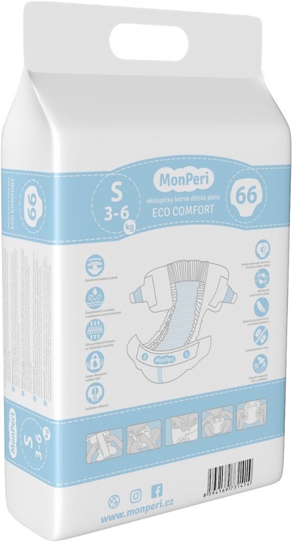 Eko pleny MonPeri ECO Comfort vel. S (66 ks)