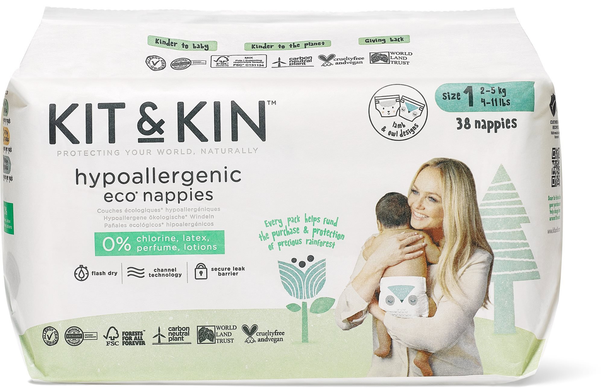 Eco Diapers Kit & Kin Naturally Dry Nappies size 2 (38 pcs)