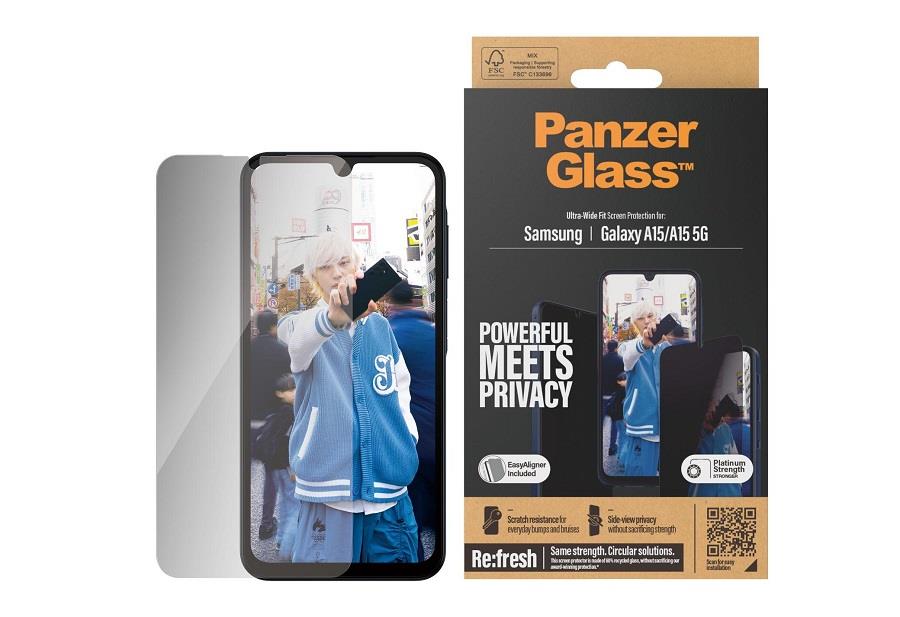Ochranné sklo s inštalačným rámčekom PanzerGlass Privacy Samsung Galaxy A15/A15 5G