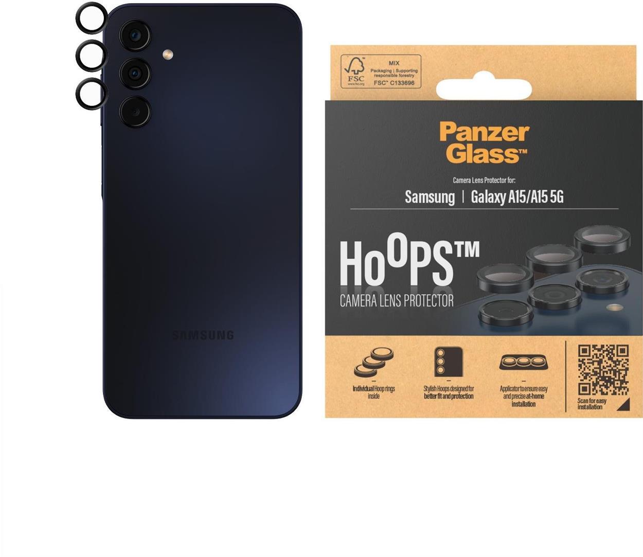 Ochranné sklo na objektív PanzerGlass HoOps Samsung Galaxy A15/A15 5G (ochrana šošoviek fotoaparátu)