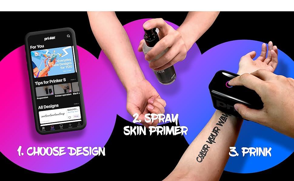 Inkoustová tiskárna pro dočasné tetování Prinker S Color Set