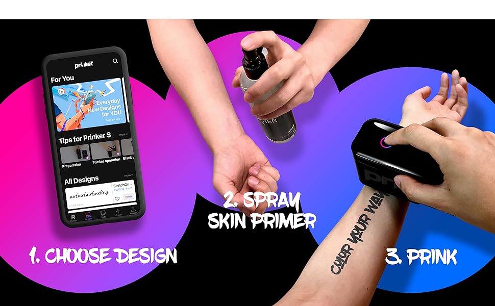 Inkoustová tiskárna pro dočasné tetování Prinker M Color Set