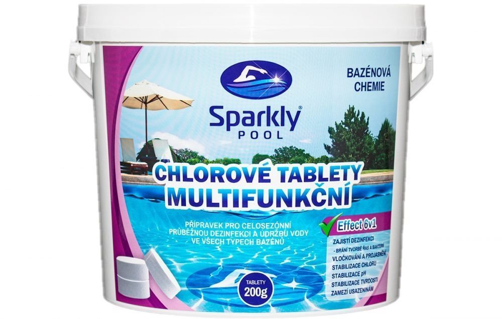 Pool Chemistry Sparkly POOL Pool Chlorine Tablets 6in1 Multifunctional 200g 3 kg
