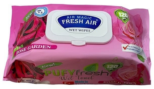 Čisticí ubrousky Fresh Air vlhčené ubrousky 120ks klip Pufy rose garden