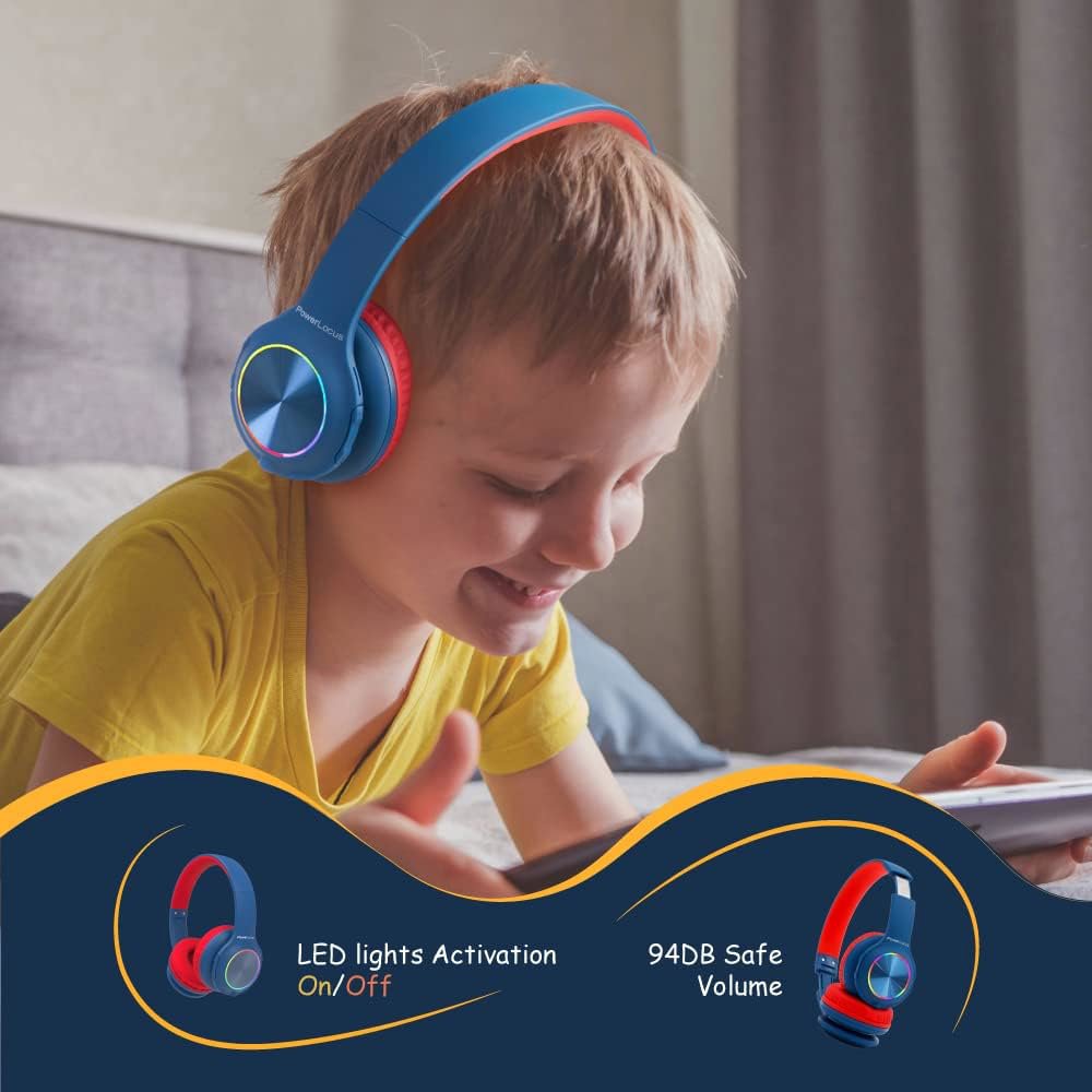 PowerLocus PLED Blue/Red wireless headphones