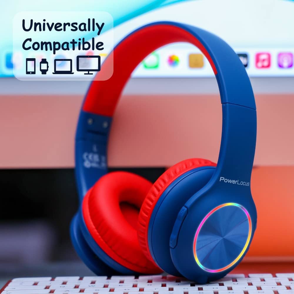 PowerLocus PLED Blue/Red wireless headphones
