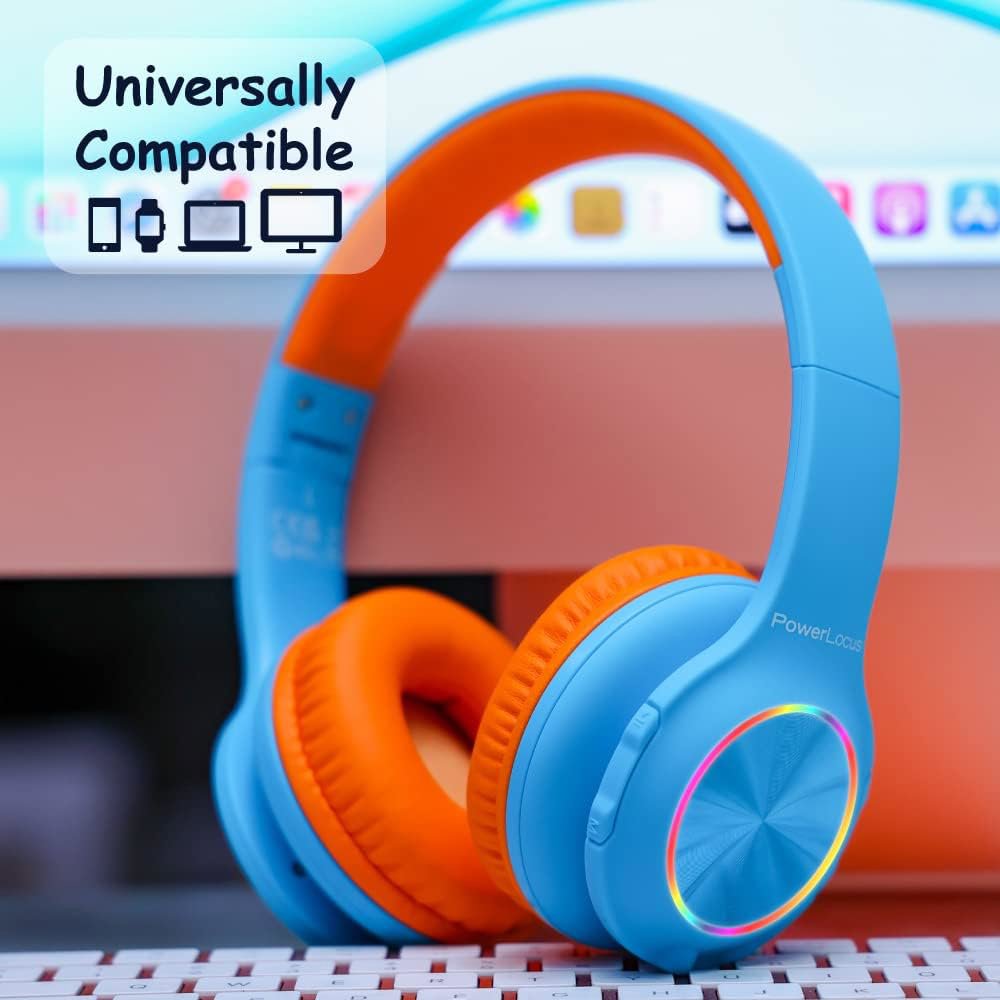PowerLocus PLED Blue/Orange wireless headphones