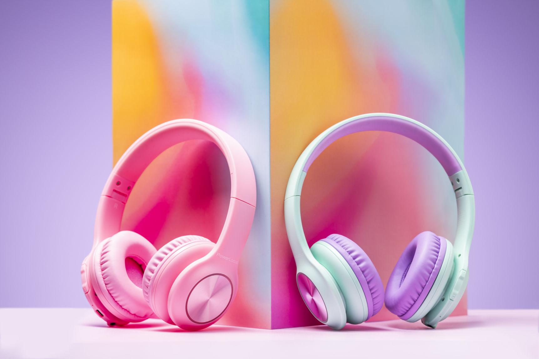 PowerLocus PLED Pink wireless headphones
