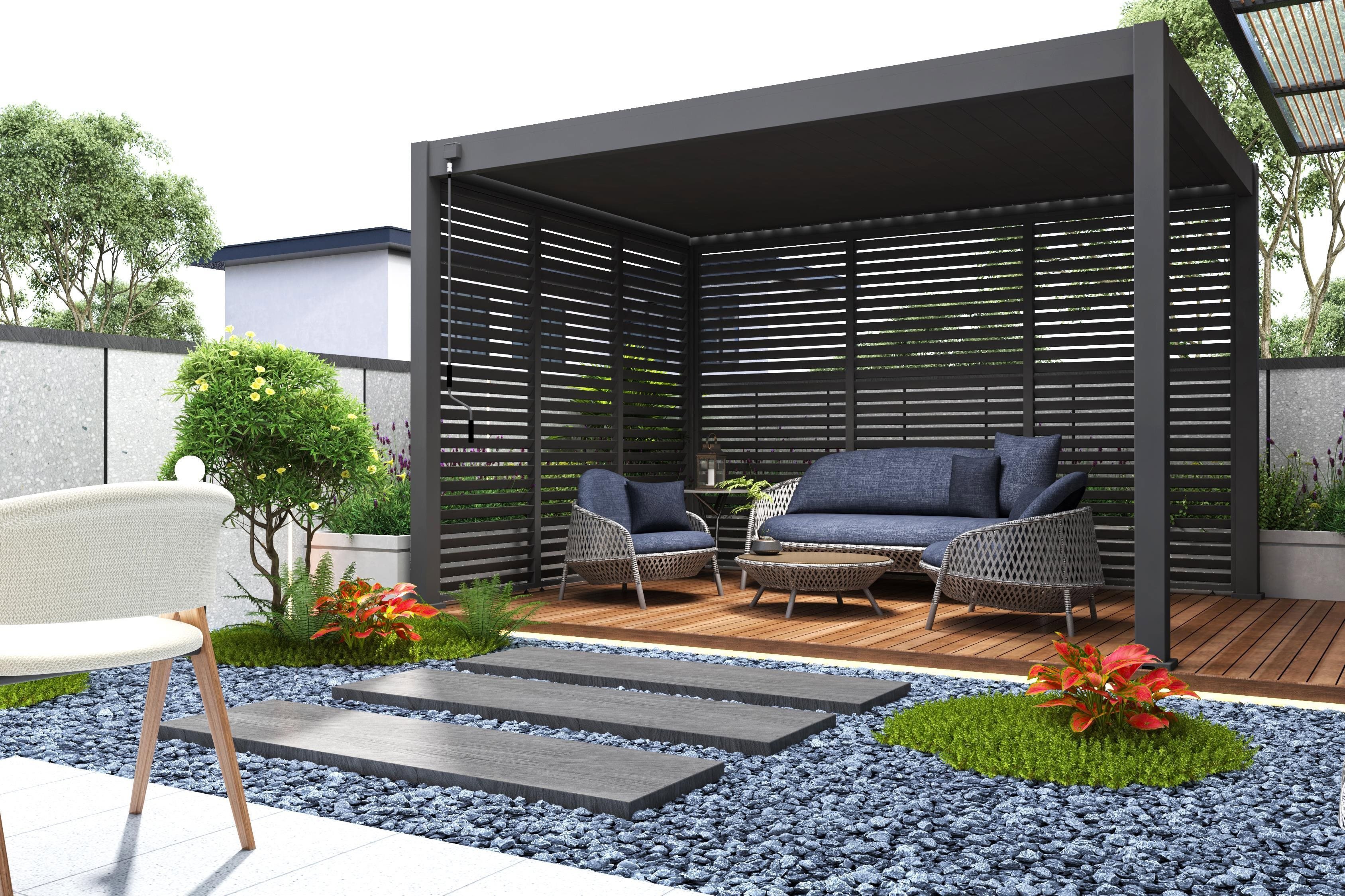 ROJAPLAST Bioclimatic pergola Intro Plus 4 x 3m, freestanding, aluminium