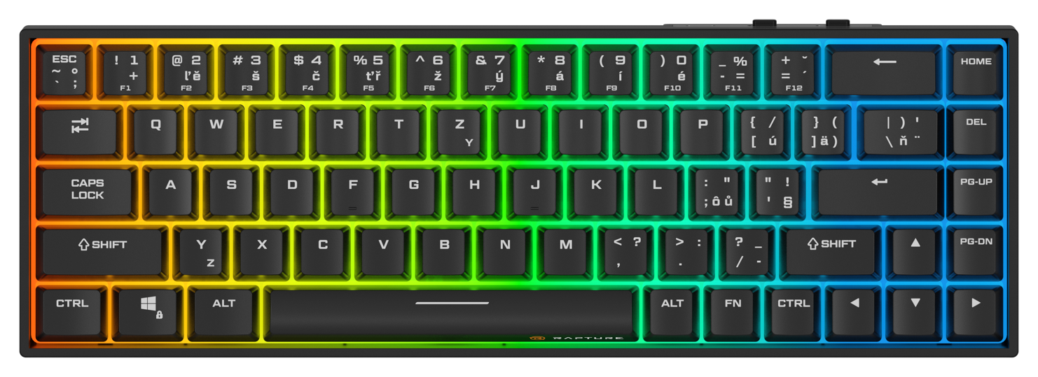 Herní klávesnice Rapture CHARLIE, Gateron G Pro 3.0 Red, černá - CZ/SK