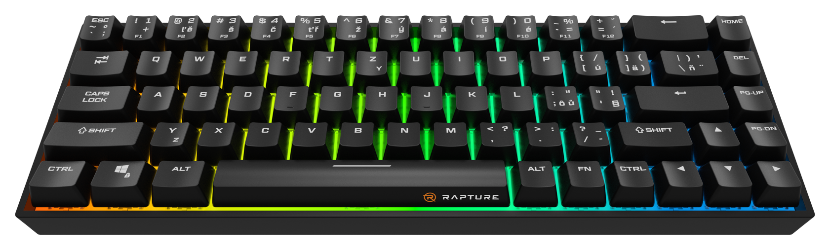 Herní klávesnice Rapture CHARLIE, Gateron G Pro 3.0 Red, černá - CZ/SK