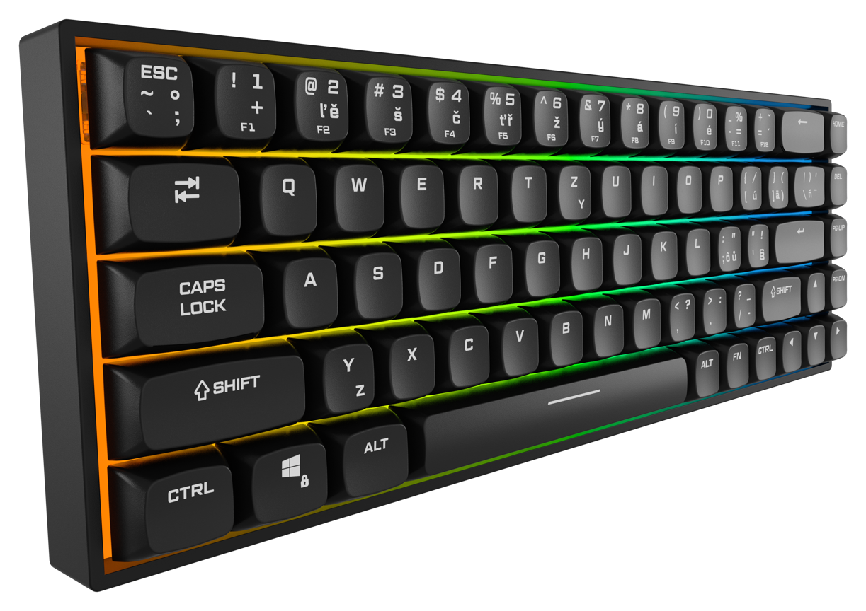 Herní klávesnice Rapture CHARLIE ULTIMATE, Gateron Silent Red, černá - CZ/SK