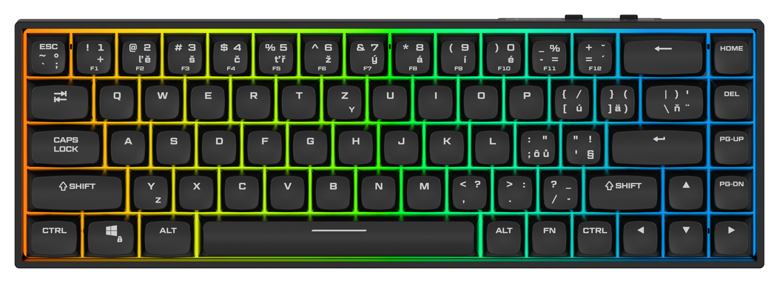 Herní klávesnice Rapture CHARLIE ULTIMATE, Gateron Silent Red, černá - CZ/SK