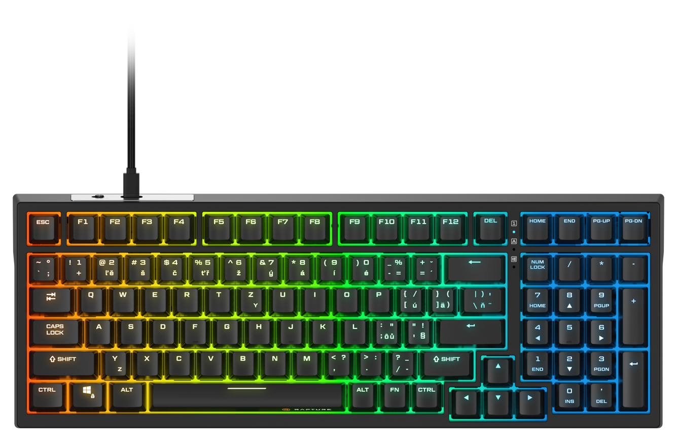 Herní klávesnice Rapture FOXTROT Wired, Gateron G Pro 3.0 Red, černá - CZ/SK