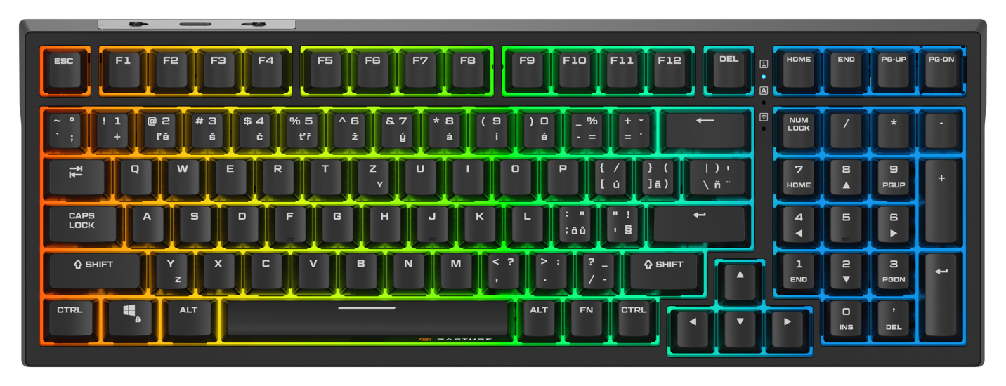 Herní klávesnice Rapture FOXTROT, Gateron G Pro 3.0 Red, černá - CZ/SK