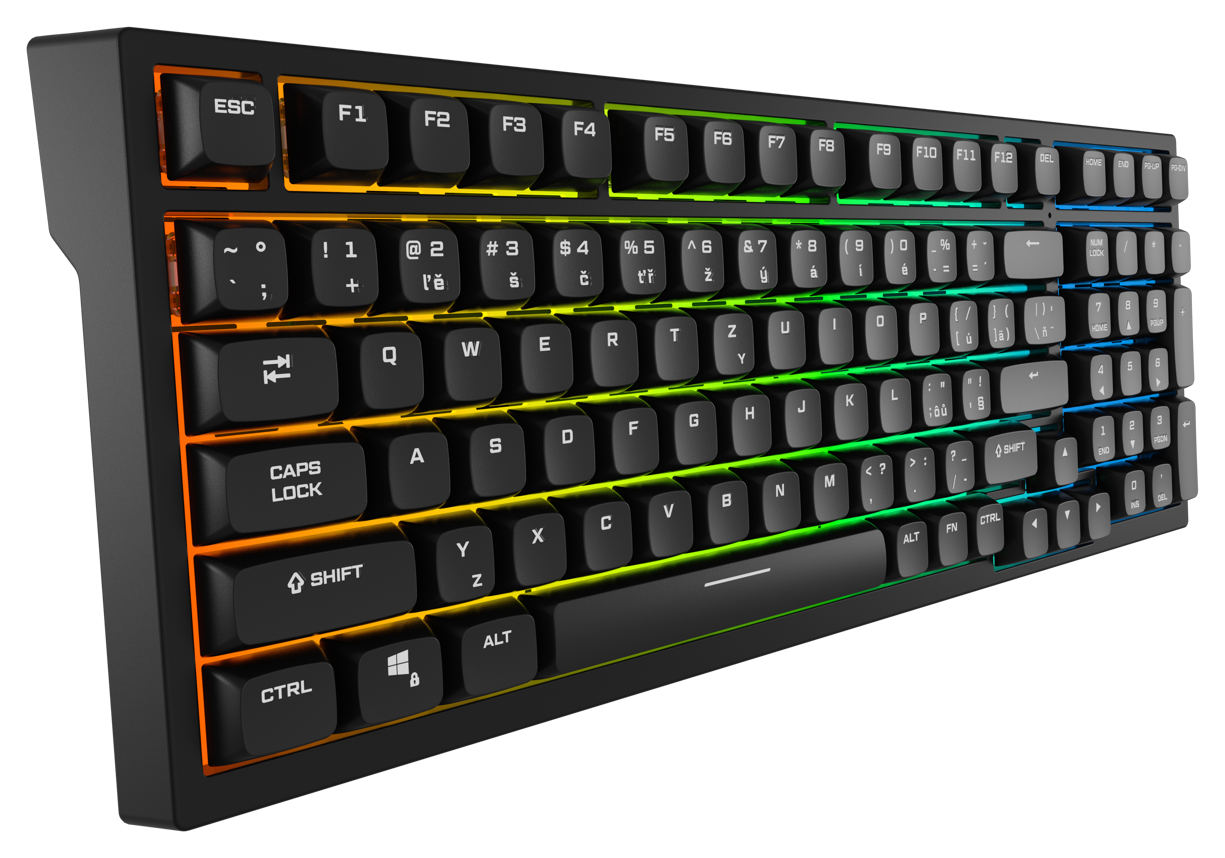 Herní klávesnice Rapture FOXTROT ULTIMATE, Gateron Silent Red, černá - CZ/SK