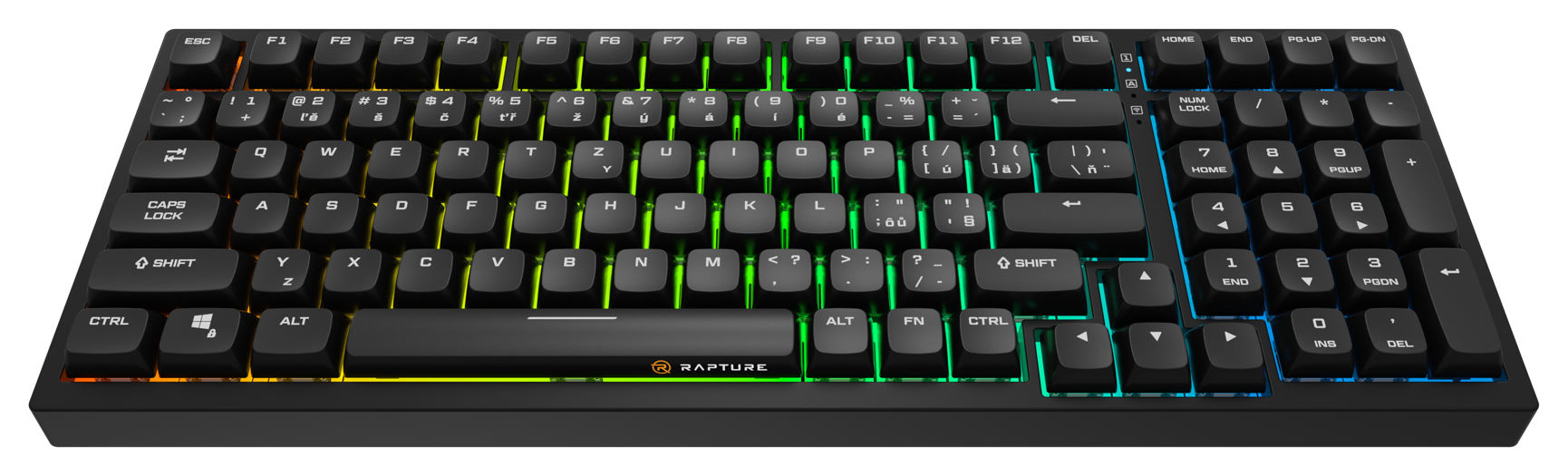 Herní klávesnice Rapture FOXTROT ULTIMATE, Gateron Silent Red, černá - CZ/SK